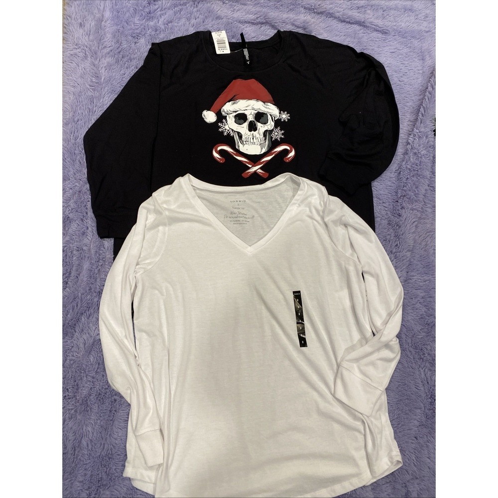Torrid Fleece Santa Skull Candy Canes Long/Lounge Sweatshirt Tunic Size 2 + Xtra